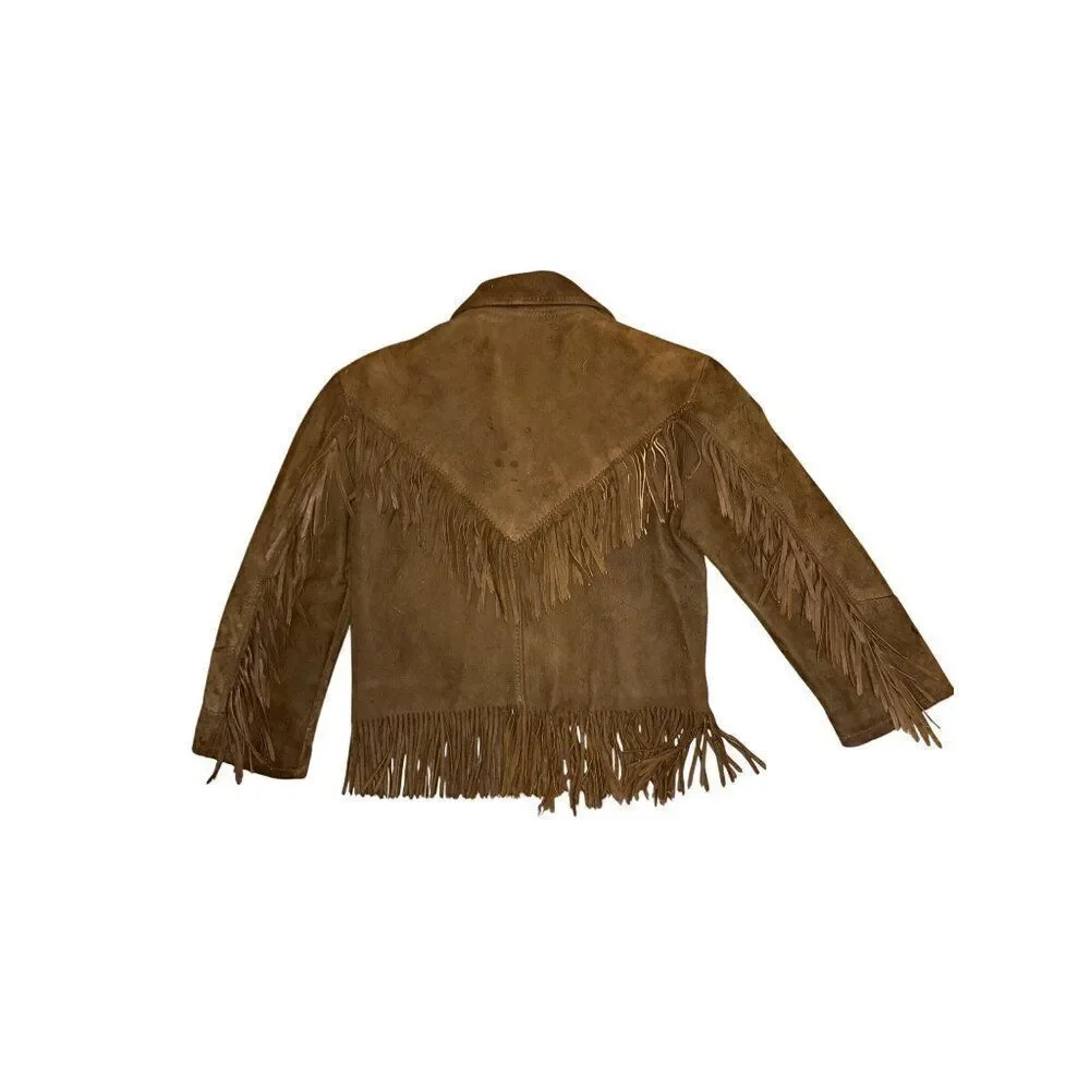 Vintage 1960’s Montgomery Ward Suede Fringe Girls Lined Leather Jacket Size12-14